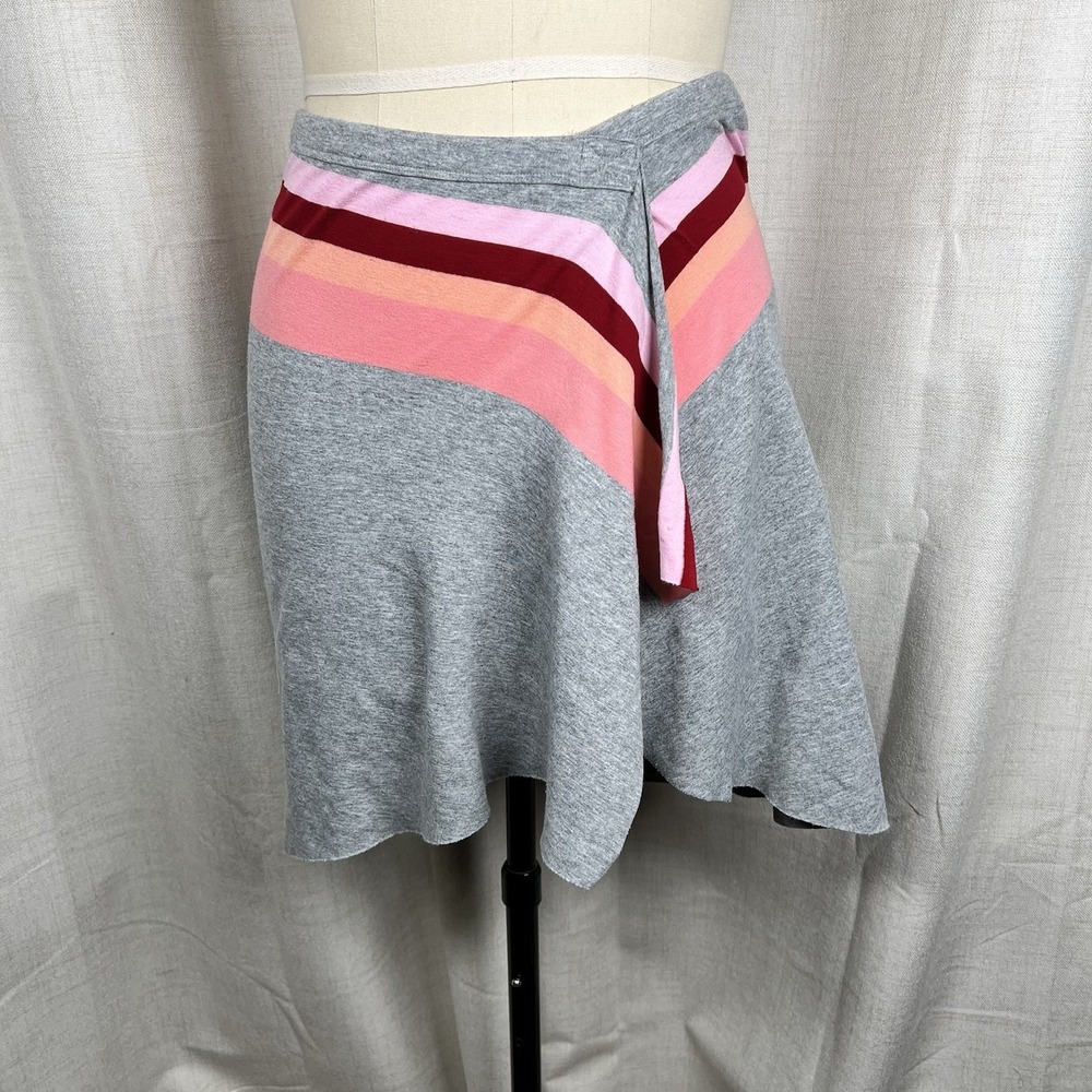 Vintage Y2K Wet Seal Mini Jersey Skirt Juniors Medium Faux Wrap Skater Striped